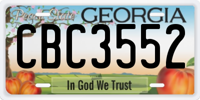 GA license plate CBC3552