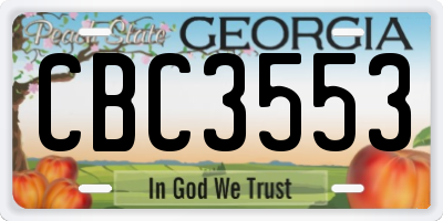 GA license plate CBC3553
