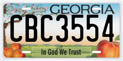 GA license plate CBC3554