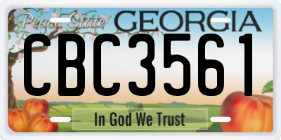 GA license plate CBC3561