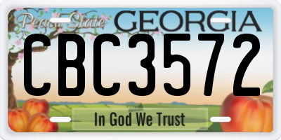 GA license plate CBC3572