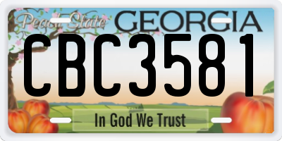GA license plate CBC3581