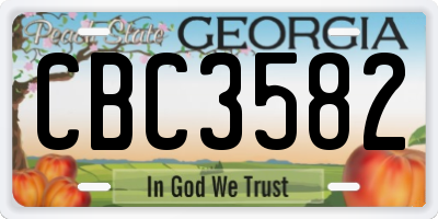 GA license plate CBC3582