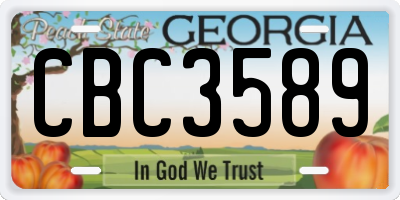 GA license plate CBC3589