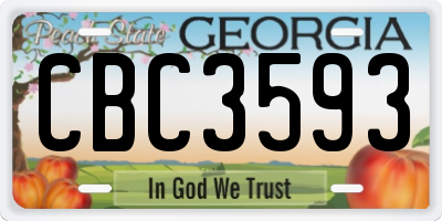 GA license plate CBC3593