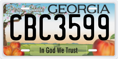 GA license plate CBC3599