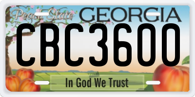 GA license plate CBC3600