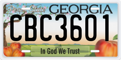 GA license plate CBC3601