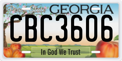 GA license plate CBC3606