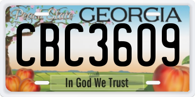 GA license plate CBC3609