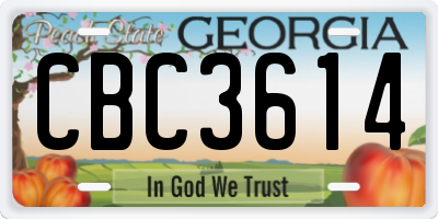 GA license plate CBC3614