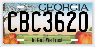 GA license plate CBC3620