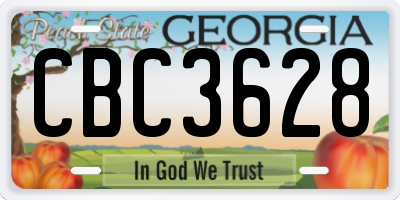 GA license plate CBC3628