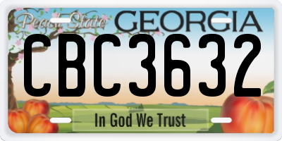 GA license plate CBC3632