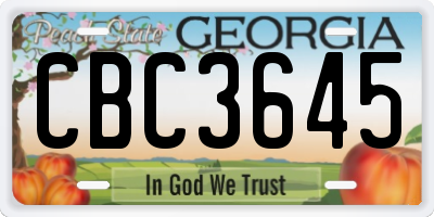 GA license plate CBC3645