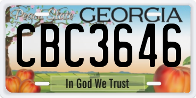 GA license plate CBC3646