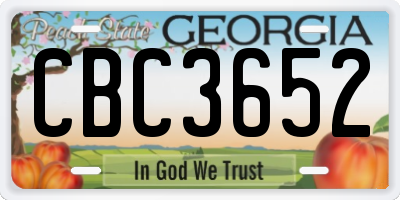 GA license plate CBC3652