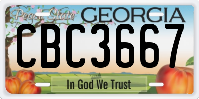 GA license plate CBC3667