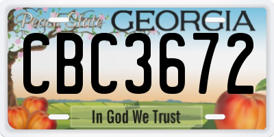 GA license plate CBC3672