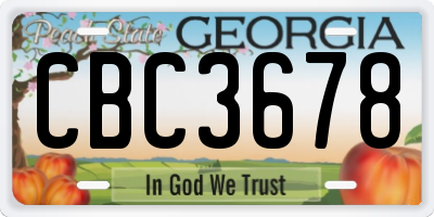 GA license plate CBC3678