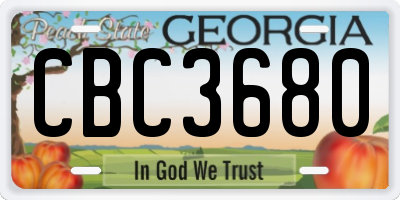 GA license plate CBC3680