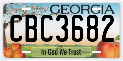 GA license plate CBC3682