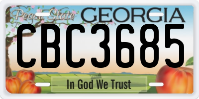 GA license plate CBC3685