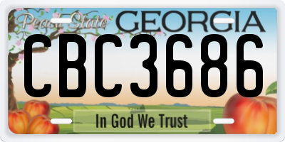 GA license plate CBC3686