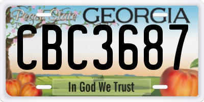 GA license plate CBC3687