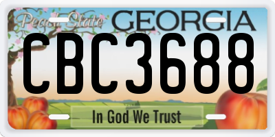 GA license plate CBC3688