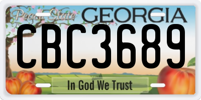 GA license plate CBC3689