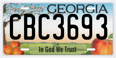 GA license plate CBC3693
