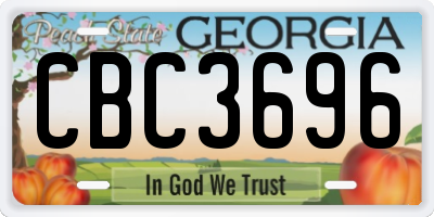GA license plate CBC3696