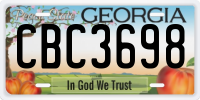 GA license plate CBC3698