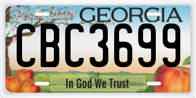 GA license plate CBC3699