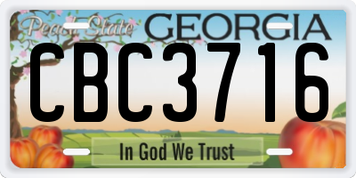 GA license plate CBC3716