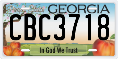 GA license plate CBC3718