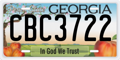 GA license plate CBC3722