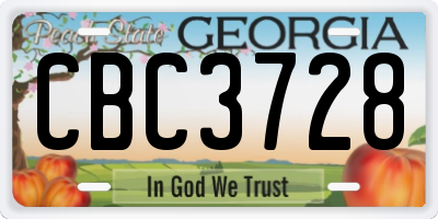 GA license plate CBC3728