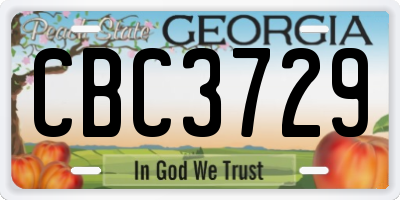 GA license plate CBC3729