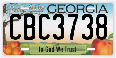 GA license plate CBC3738