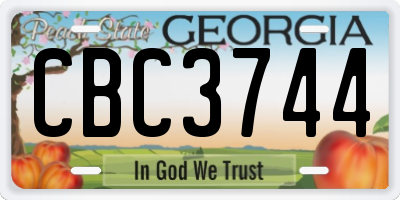 GA license plate CBC3744