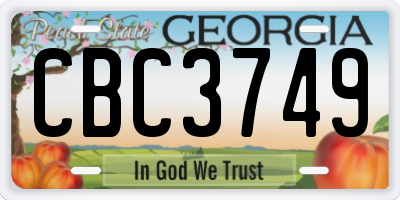 GA license plate CBC3749