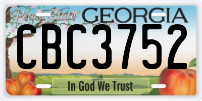 GA license plate CBC3752