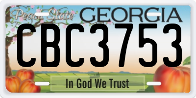 GA license plate CBC3753