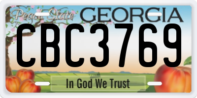 GA license plate CBC3769