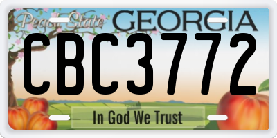 GA license plate CBC3772