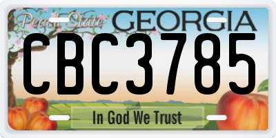 GA license plate CBC3785