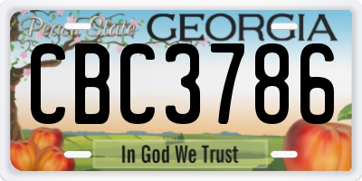 GA license plate CBC3786