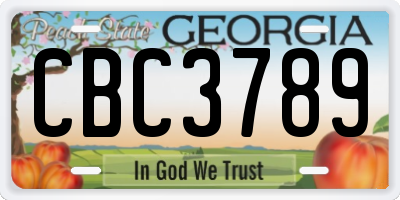 GA license plate CBC3789
